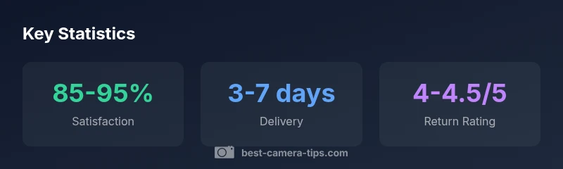 Infographic showing key statistics for online camera gear stores