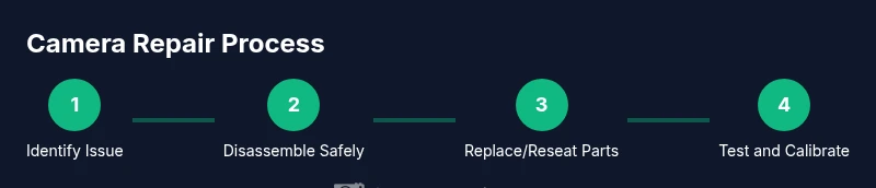 Infographic showing a 4-step camera repair process