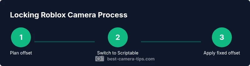 Process infographic showing steps to lock Roblox camera