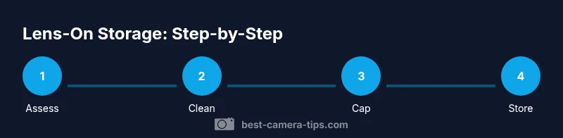Process diagram for storing a camera with a mounted lens