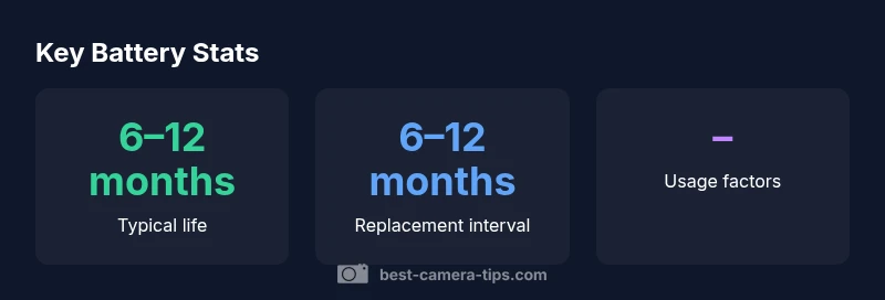 Infographic showing Ring camera battery life and replacement intervals