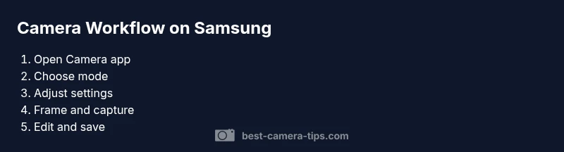 Process diagram showing step-by-step Samsung camera usage